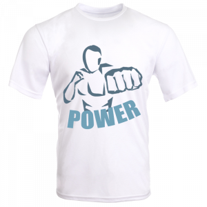 Camiseta blanca sublimada con diseño original POWER - Pontevedra - Camisetas únicas